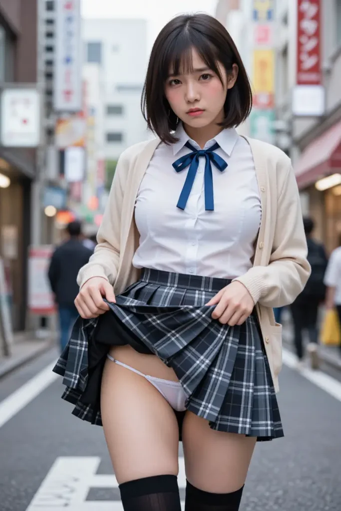 女子高生がスカートたくし上げでパンティー見せてくれるエロ画像59枚目