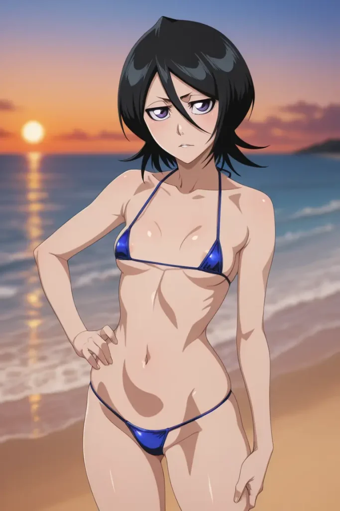BLEACHのルキアがエッチな水着を着るエロ画像73枚目