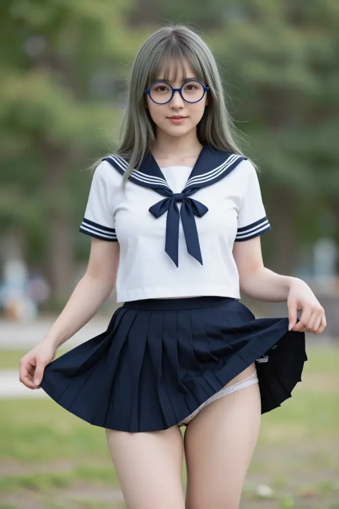 女子高生がスカートたくし上げでパンティー見せてくれるエロ画像74枚目