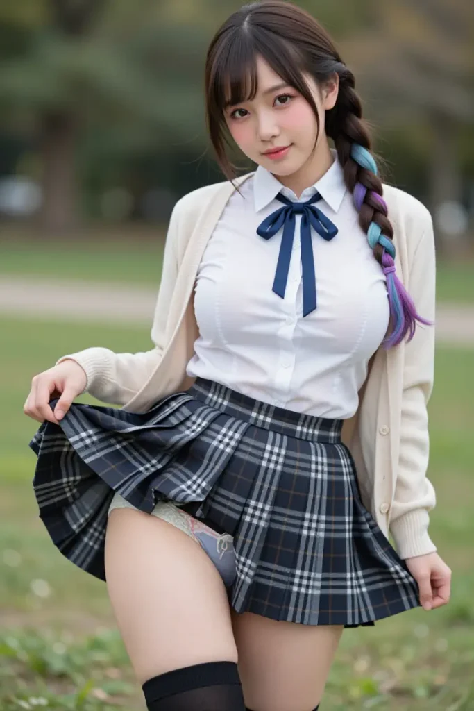 女子高生がスカートたくし上げでパンティー見せてくれるエロ画像86枚目