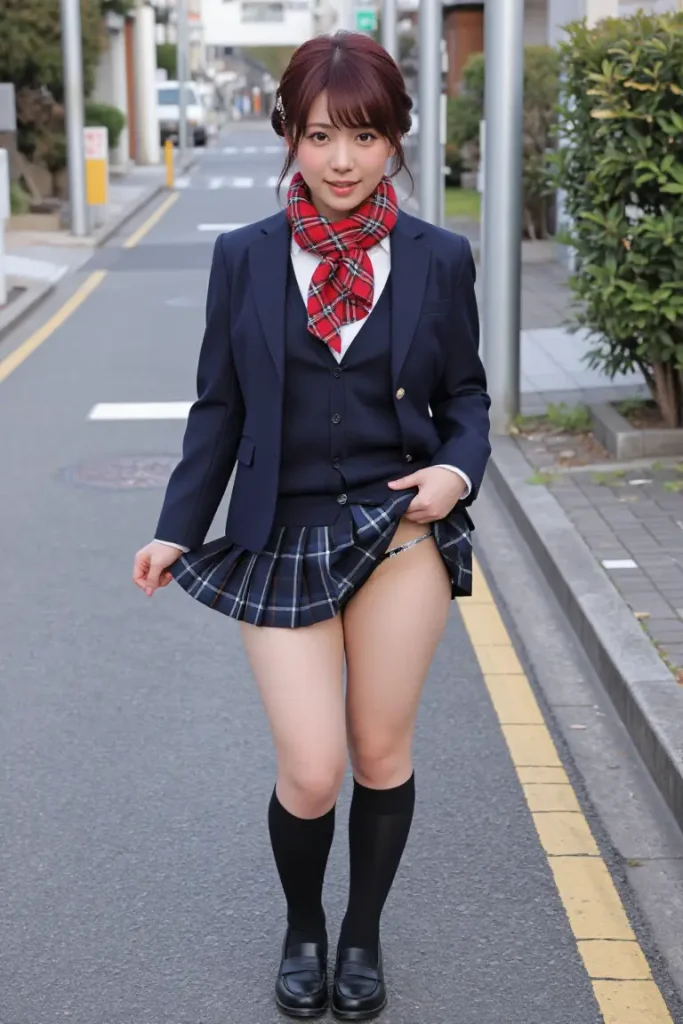 女子高生がスカートたくし上げでパンティー見せてくれるエロ画像97枚目